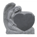 Small Angel Holding Heart 2-2.5x0-6x2-8.5 AP Dark Cloud Grey Fully Carved Angel w/ Roses