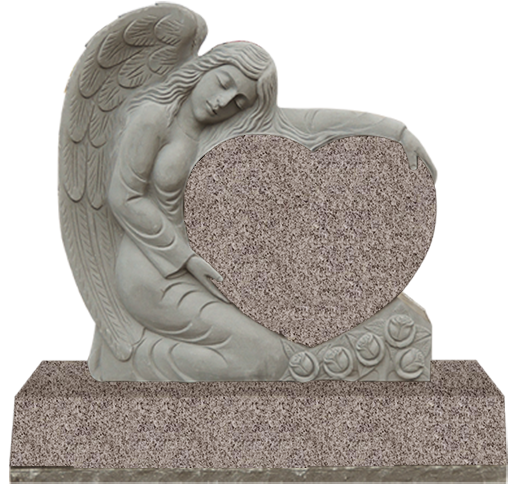 ANG093CAIPR.png Small Angel Holding Heart 2-2.5x0-6x2-8.5 AP Imperial Rose Fully Carved Angel w/ Roses - Image 1