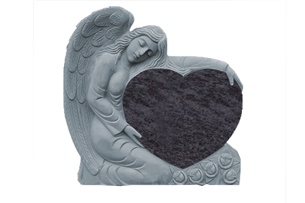 ANG098CABB.png Large Angel Holding Heart 3-0x0-8x3-0 AP Bahama Blue Fully Carved Angel w/ Roses - Image 1