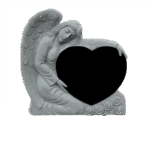Large Angel Holding Heart 3-0x0-8x3-0 AP Jet Black Fully Carved Angel w/ Roses DNR