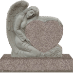 Large Angel Holding Heart 3-0x0-8x3-0 AP Imperial Rose Fully Carved Angel w/ Roses