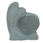 Large Angel Holding Heart 3-0x0-8x3-0 AP China Grey Fully Carved Angel w/ Roses