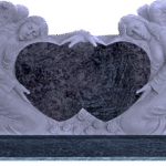 * Double Angel Holding Hearts 4-2x0-8x2-6 AP Bahama Blue Fully Carved Angels w/ Roses