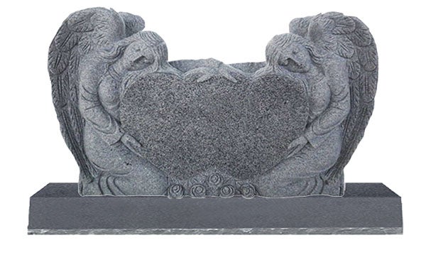 ANG104CACG.png * Double Angel Holding Hearts 4-2x0-8x2-6 AP China Barre Grey Fully Carved Angels w/ Roses - Image 1