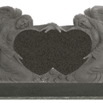 Double Angels Holding Hearts 4-2x0-8x2-6 AP Dark Cloud Grey Fully Carved Angels w/ Roses