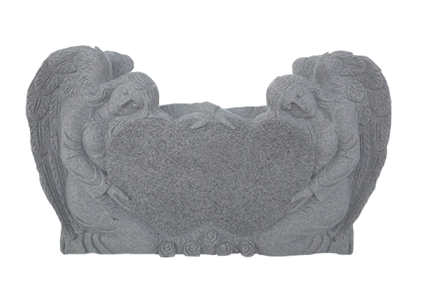 ANG104CALG.png * Double Angel Holding Hearts 4-2x0-8x2-6 AP China Grey Fully Carved Angels w/ Roses - Image 1