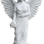 Angel Statue w/ Flowers 1-4x0-10x2-0 Fully Carved China Grey