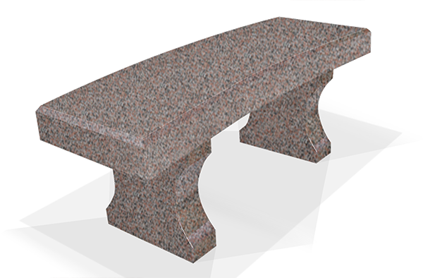 BEN085APIPR.png Curved Bench w/ Chamfers 4-0x1-4x0-4 AP Imperial Rose (2) Curved Legs 1-2x0-4x1-2 3" Curve on Seat, Cut From 19" Block - Image 1