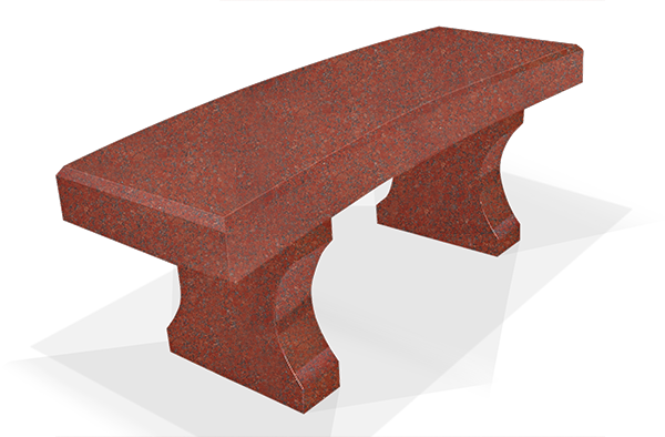 BEN085APIR.png Curved Bench w/ Chamfers 4-0x1-4x0-4 AP India Red (2) Curved Legs 1-2x0-4x1-2 3" Curve on Seat, Cut From 19" Block - Image 1