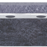 Cremation Pedestal Bench 4-0x1-2x0-4 AP Bahama Blue Pedestal 3-6x0-10x1-2 w/ (2) 6"x10" Core Holes