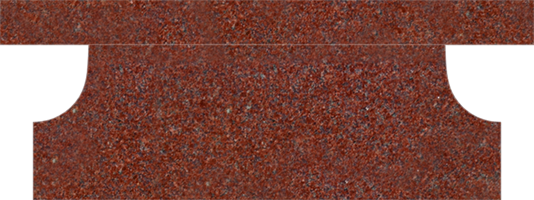 BEN148APIR.png * Cremation Pedestal Bench 4-0x1-2x0-4 AP India Red Pedestal 3-6x0-10x1-2 w/ (2) 6"x10" Core Holes - Image 1