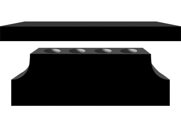 BEN148P2JB_FL.png * Cremation Pedestal Bench 4-0x1-2x0-4 Custom Jet Black Pedestal 3-6x0-10x1-2 P2/BRP w (4) 6"x10" Core Holes Seat AP Pedestal Feet 4" Family Legacy Design No Drain Holes - Image 1