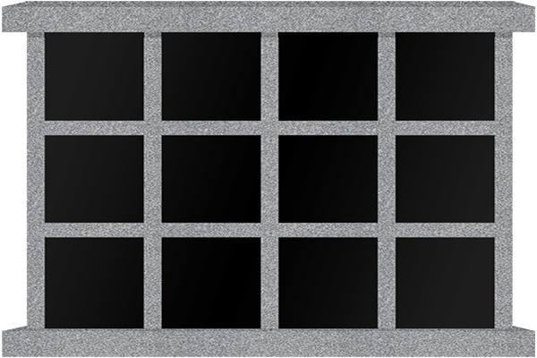 COL154CGJB_12NICHE.png * 12 Niche Horizontal Columbarium 4-6x1-6x3-7 China Grey Walls/Jet Black Doors; 1 Sided, 4x3 Niches Includes Rosettes & Keys CFS-L-SY-406 - Image 1
