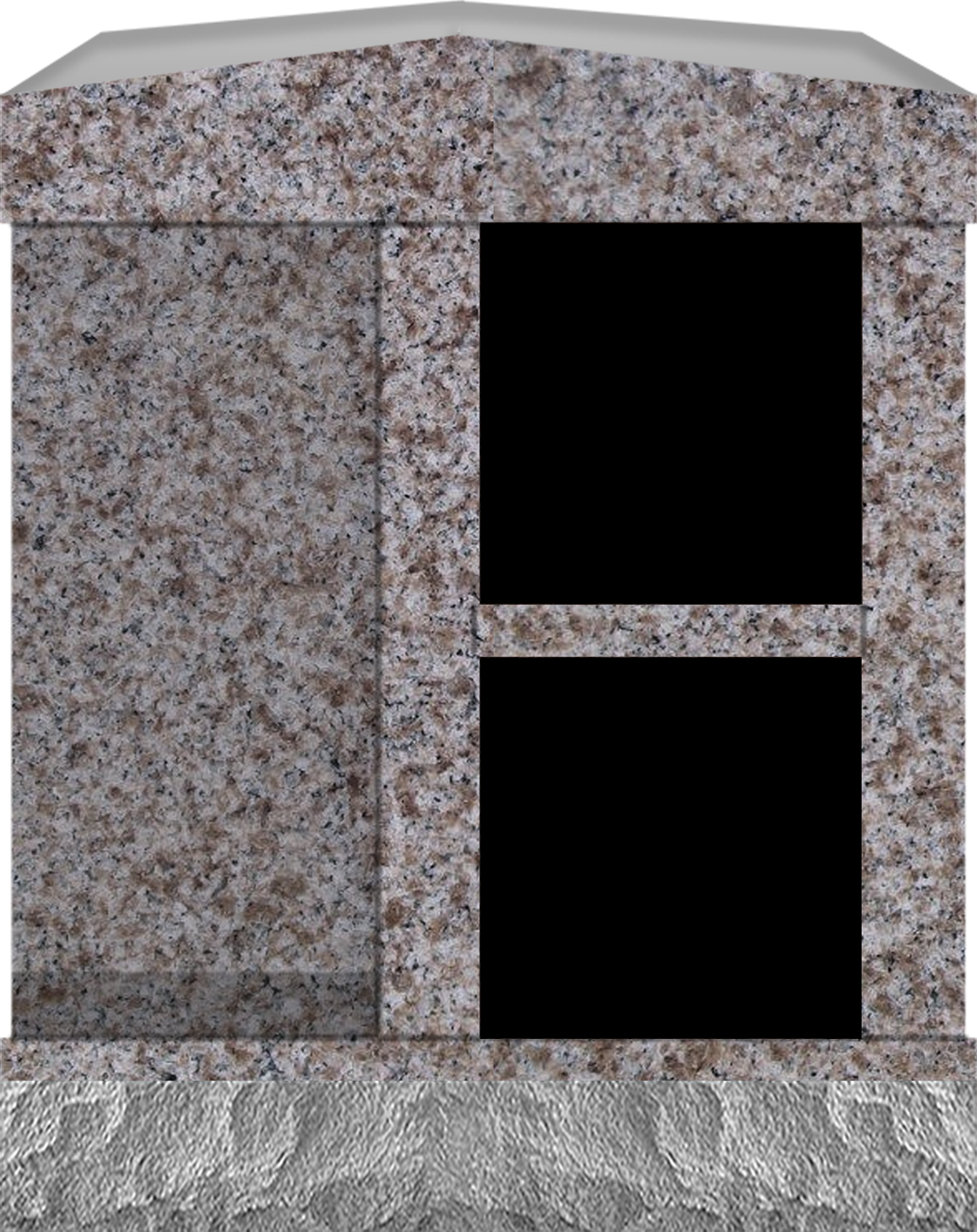 COL179IPRJB_2NICHE.png 2 Niche Columbarium w/ Alcove 30.5x15.7x37.4 Imperial Rose/JB Imperial Rose Walls/Jet Black Doors; 2" Margin on Base CFS-A-193-inch - Image 1