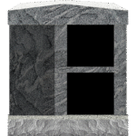 2 Niche Columbarium w/ Alcove 30.5x15.7x37.4 Ocean Wave/JB Ocean Wave Walls/Jet Black Doors; 2" Margin on Base CFS-A-193-inch