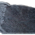 Design 16002 4-0x0-6x2-4 P2 Bahama Blue serp w/scalloped edge, shell rock, starburst, carved roses back flat polished