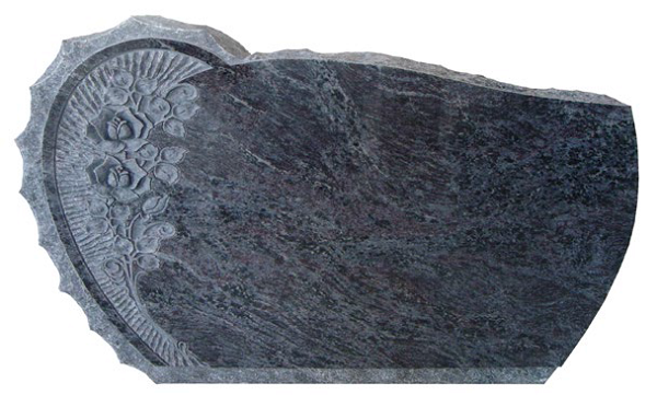 DES16002BB.png Design 16002 4-0x0-6x2-4 P2 Bahama Blue serp w/scalloped edge, shell rock, starburst, carved roses back flat polished - Image 1