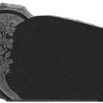 Design 16002 4-0x0-6x2-4 P2 Dark Cloud Grey serp w/scalloped edge, shell rock, starburst, carved roses back flat polished