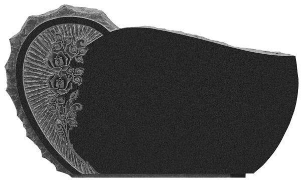 DES16002DCG.png Design 16002 4-0x0-6x2-4 P2 Dark Cloud Grey serp w/scalloped edge, shell rock, starburst, carved roses back flat polished - Image 1