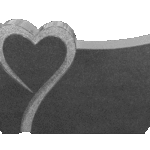 Design 33628 As Shown 4-0x0-6x2-4 AP Dark Cloud Grey custom shape curved die w/ heart U-Sunk pebbled border around heart as shown, on front only