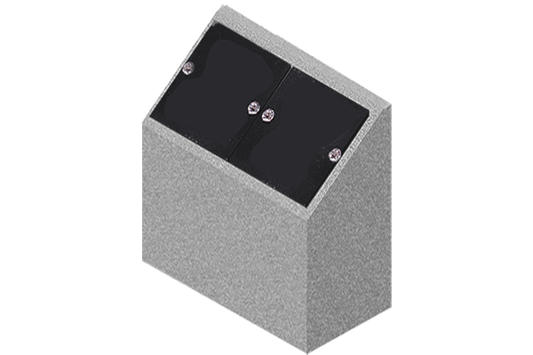 PIL271P5LG.png Companion Cremation Pillar 1-6x0-9x1-6 P5 China Grey (2) 6x10 core holes with (2) Jet Black lids 1" rosettes and with key - Image 1
