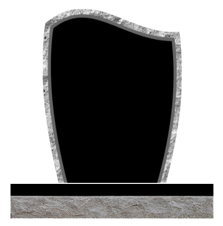 RWV132P2JB.png Rocked Wave 2-0x0-6x2-6 P2/BRP Jet Black sawn bevel, rock border on face -back is flat polished - Image 1