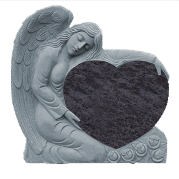 Small Angel Holding Heart 2-2.5x0-6x2-8.5 P5 Bahama Blue Fully Carved Angel w/ Roses