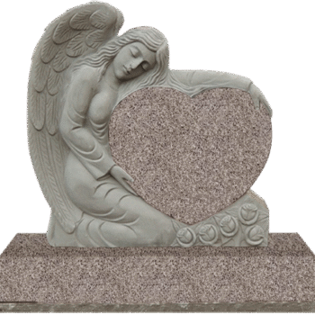 Small Angel Holding Heart 2-2.5x0-6x2-8.5 AP Imperial Rose Fully Carved Angel w/ Roses