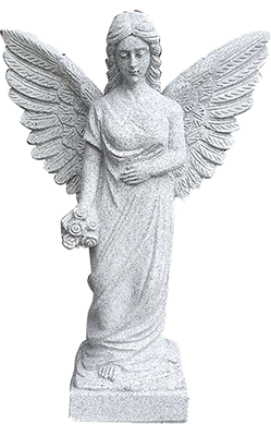 Angel Statue w/ Flowers 1-4x0-10x2-0 Fully Carved China Grey