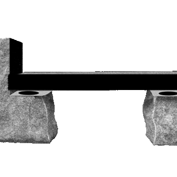 Cremation Boulder Bench 4-0x1-2x0-4 Jet Black (1) Leg 1-0x0-10x1-2 BRP; (1) Leg 2-0x0-10x2-6 BRP (1) 6"x10" Core Hole/Leg; Seat AP