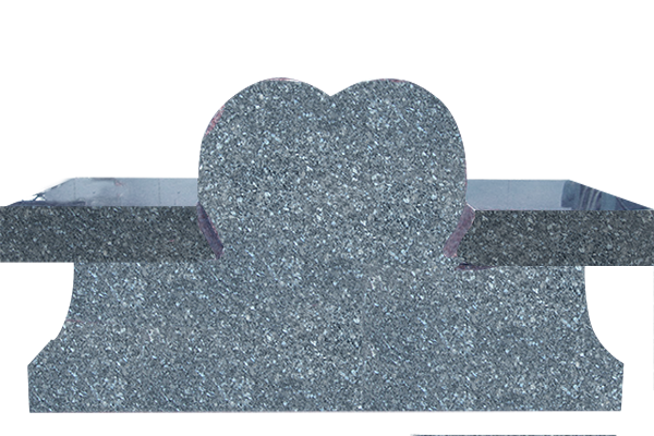 BEN475APBP.png * Cremation Heart Pedestal Bench 4-0x0-8x2-4 AP Blue Pearl (2) Seats 1-3.875x1-2x0-4; (2) 6"x10" Core Holes in Pedestal - Image 1