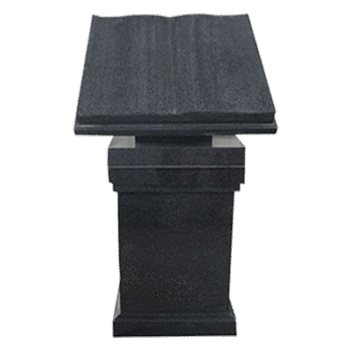 Open Book Cremation Pedestal AP Dark Cloud Grey Book 2-0x1-8x0-3; Support 0-10x0-10x0-10; Cap 1-5x1-5x0-2 Pedestal 1-5x1-5x1-10 w/ (2) 6"x10" Core Holes