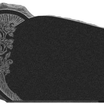 Design 16002 4-0x0-6x2-4 P2 Dark Cloud Grey serp w/scalloped edge, shell rock, starburst, carved roses back flat polished