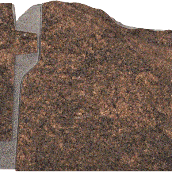 Design 26047 As Shown 4-0x0-8x2-4 P2/BRP Rustic Brown 1/2" recessed stippled area around cross as shown front only back -flat, polished