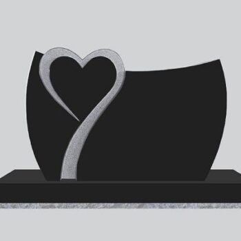 Design 33628 Stippled Heart 3-0x0-6x2-0 AP Jet Black Curved Die w/ Recessed Stippled Heart on Front Only