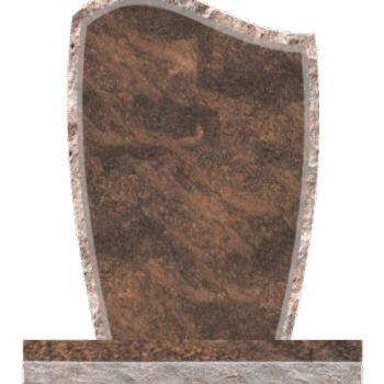Rocked Wave 2-2x0-6x3-0 P2 Rustic Brown sawn bevel, rock border on face   -back is flat polished